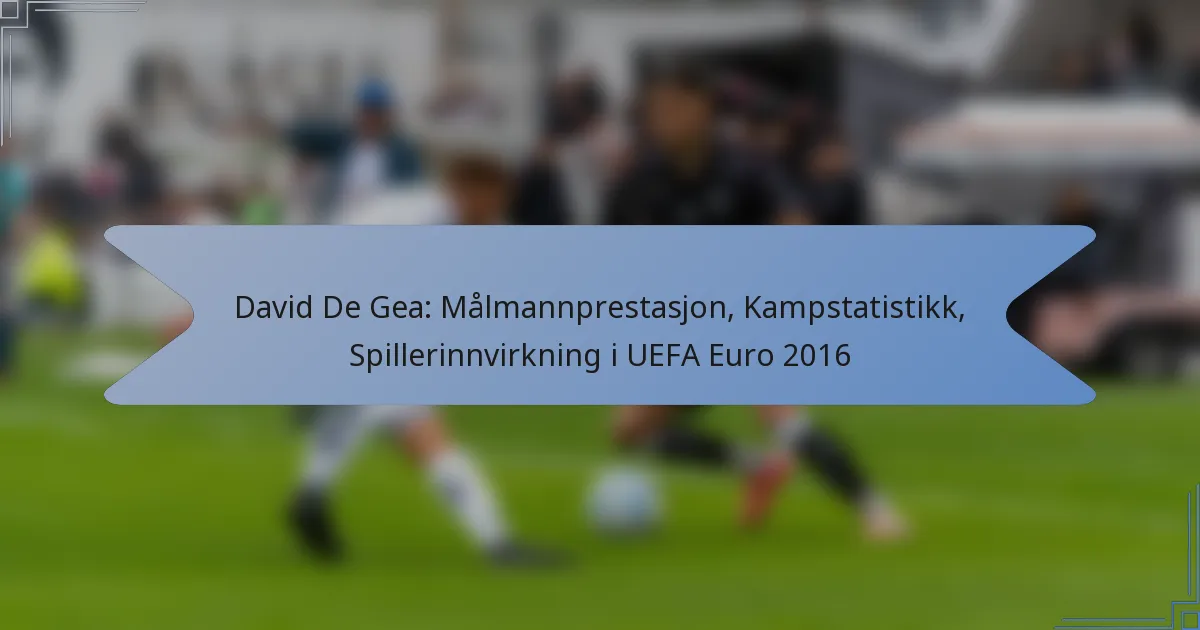 David De Gea: Målmannprestasjon, Kampstatistikk, Spillerinnvirkning i UEFA Euro 2016