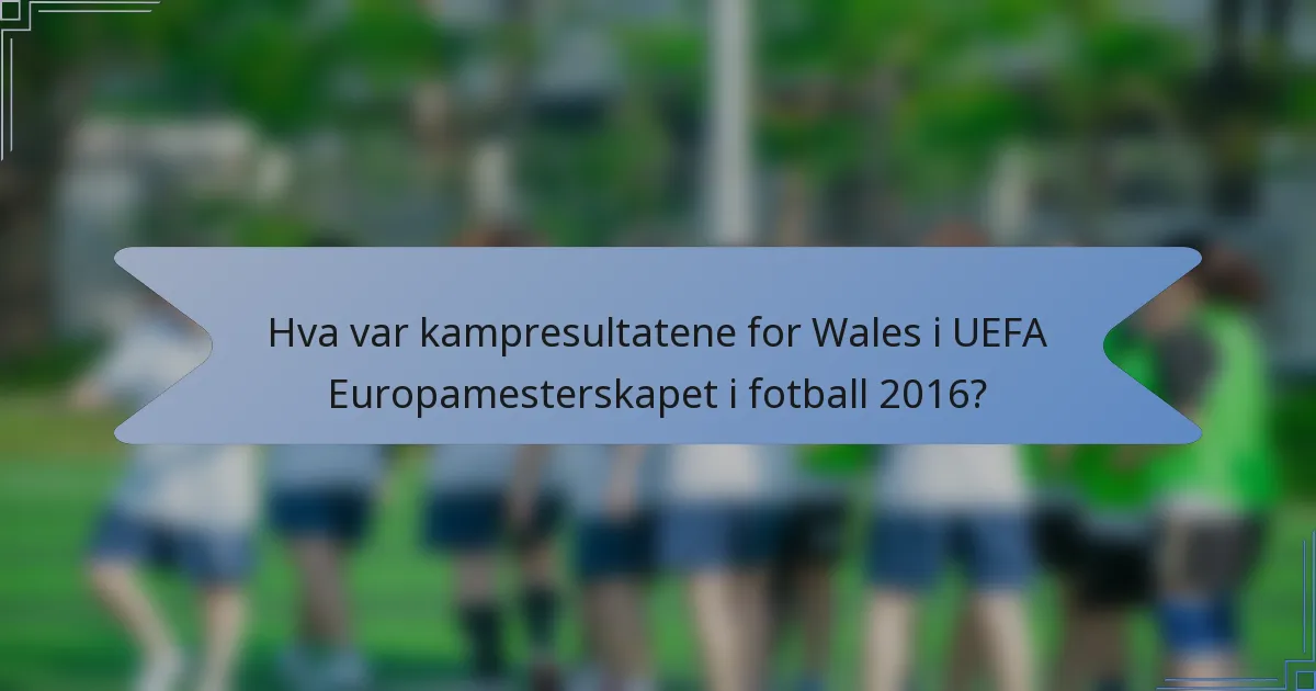 Hva var kampresultatene for Wales i UEFA Europamesterskapet i fotball 2016?