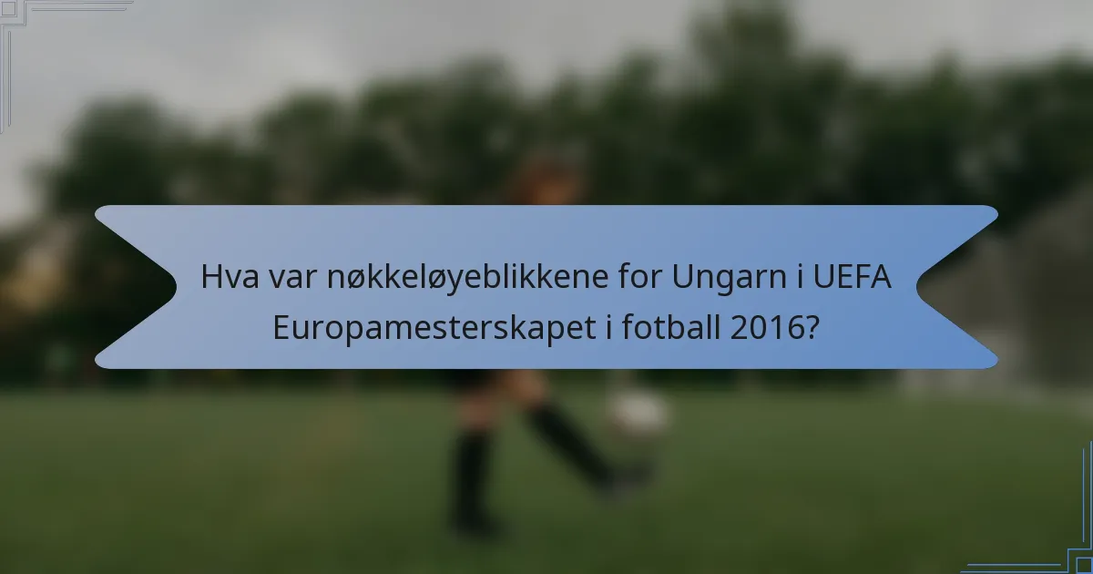 Hva var nøkkeløyeblikkene for Ungarn i UEFA Europamesterskapet i fotball 2016?