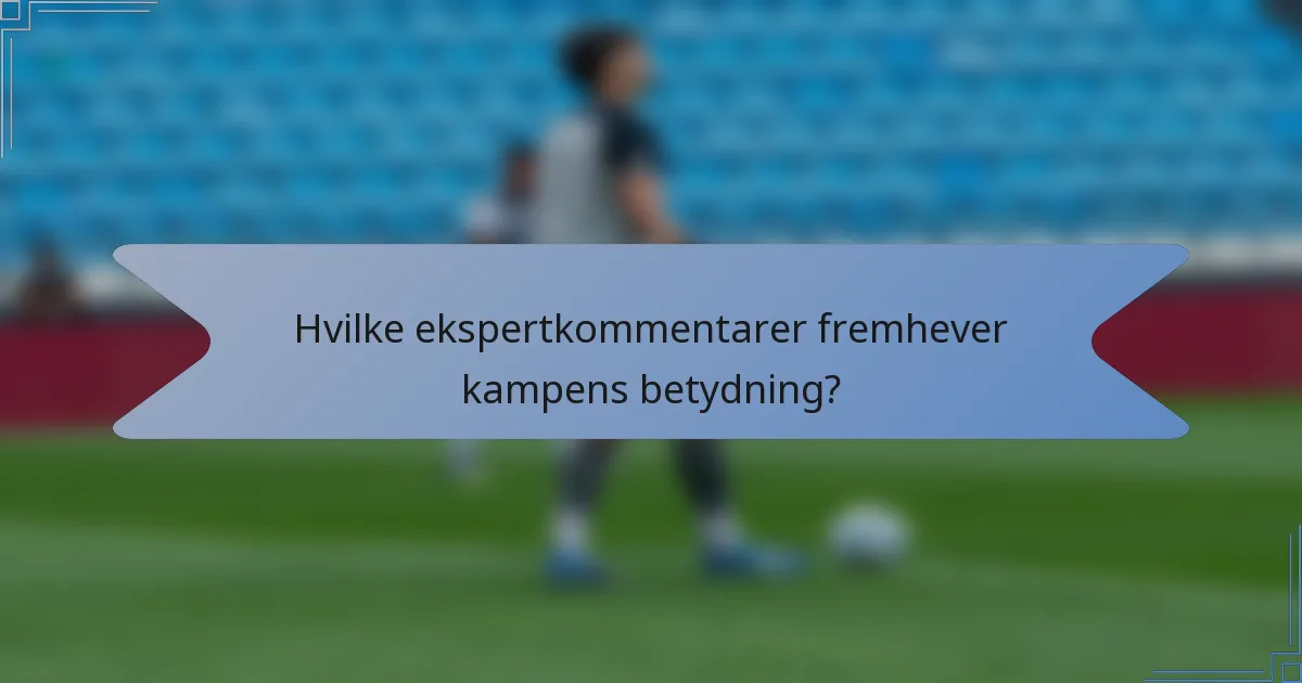 Hvilke ekspertkommentarer fremhever kampens betydning?