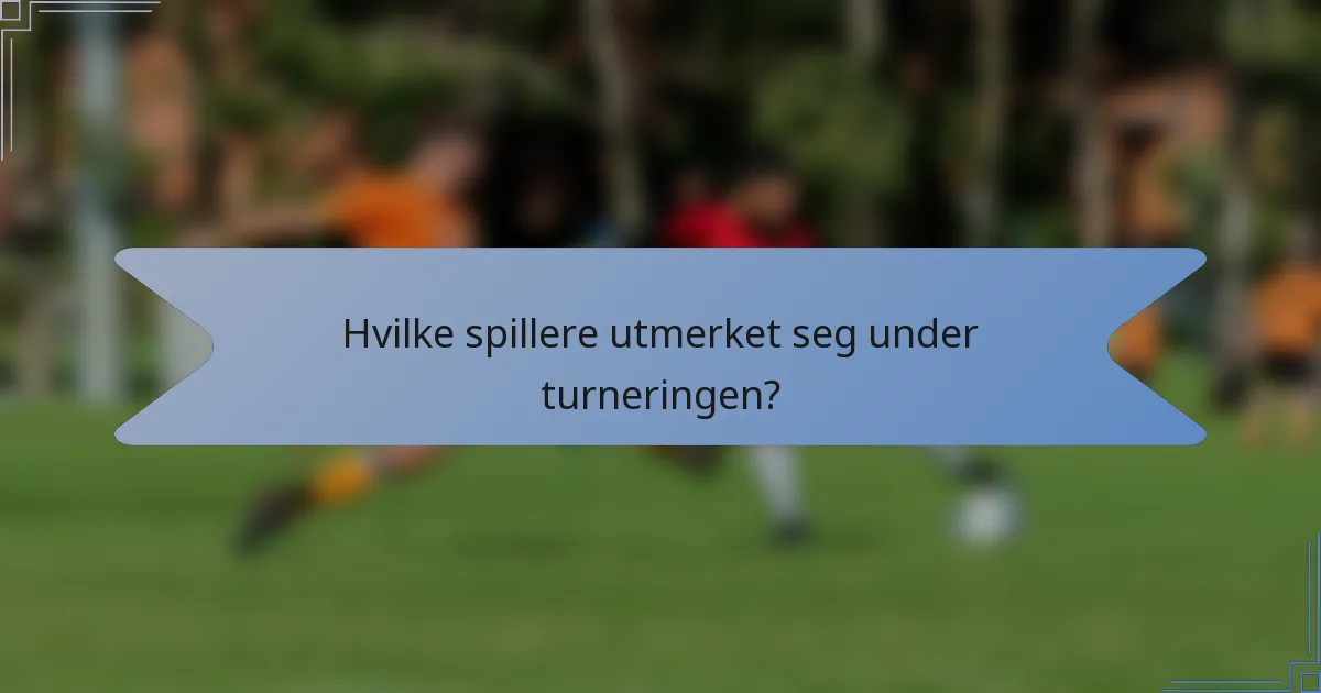 Hvilke spillere utmerket seg under turneringen?