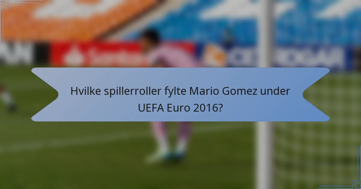 Hvilke spillerroller fylte Mario Gomez under UEFA Euro 2016?