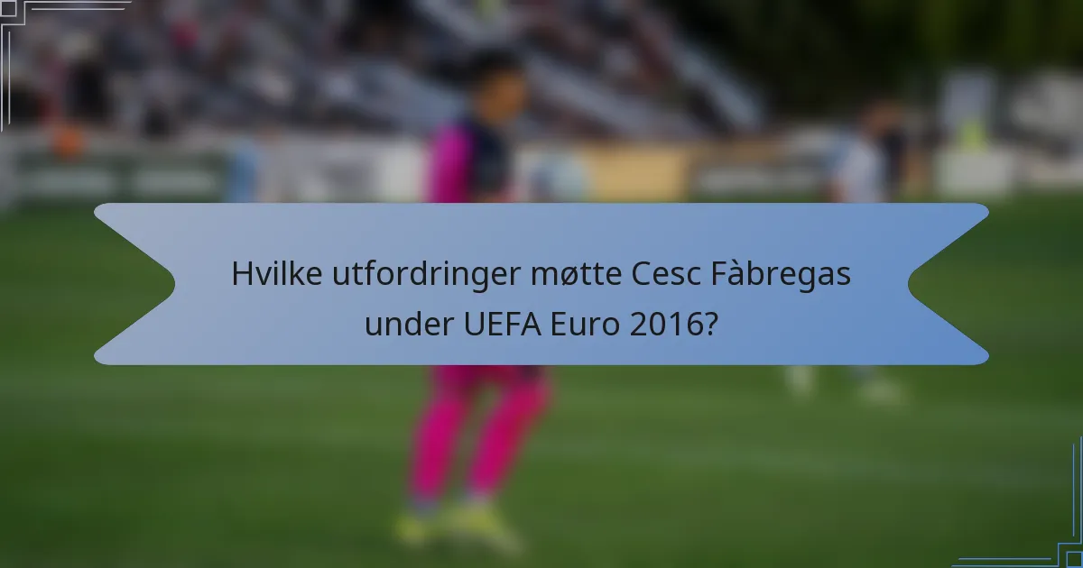 Hvilke utfordringer møtte Cesc Fàbregas under UEFA Euro 2016?