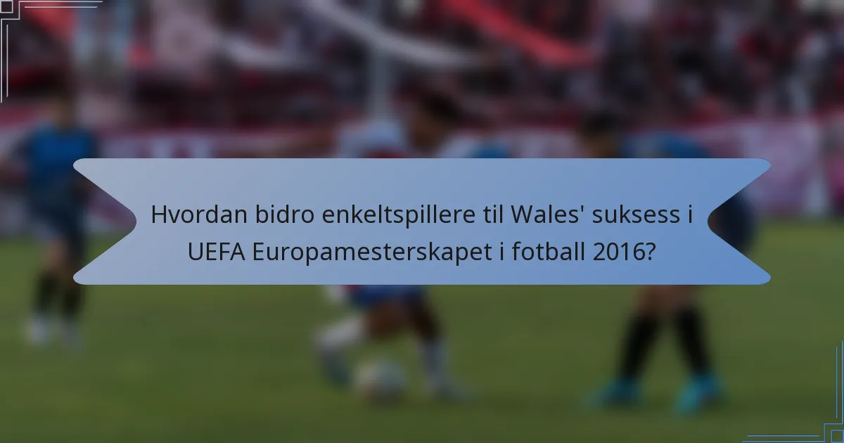 Hvordan bidro enkeltspillere til Wales' suksess i UEFA Europamesterskapet i fotball 2016?