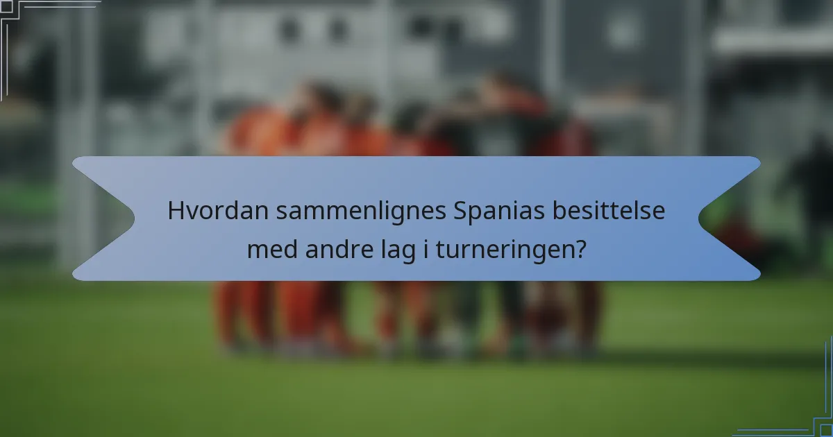 Hvordan sammenlignes Spanias besittelse med andre lag i turneringen?